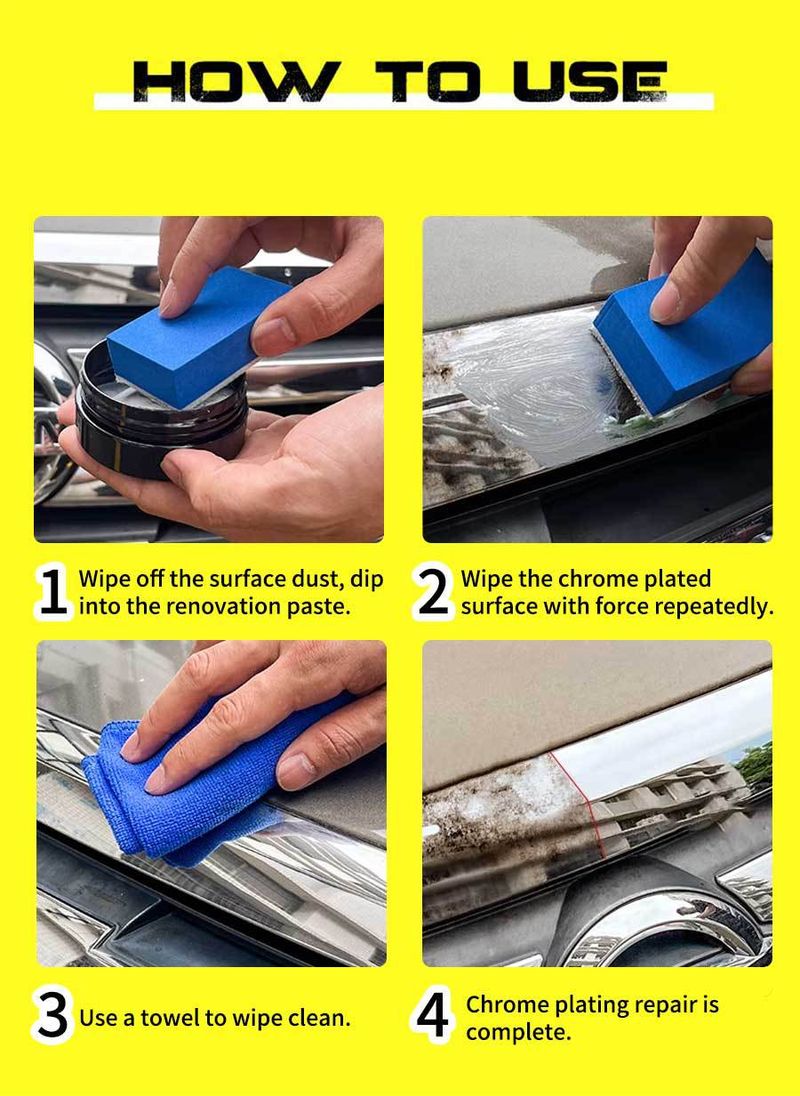 Ryekew Car Door And Window Metal Polishing Bright Strip Paste Chrome Parts Repair Refurbishment Agent_autovado.com