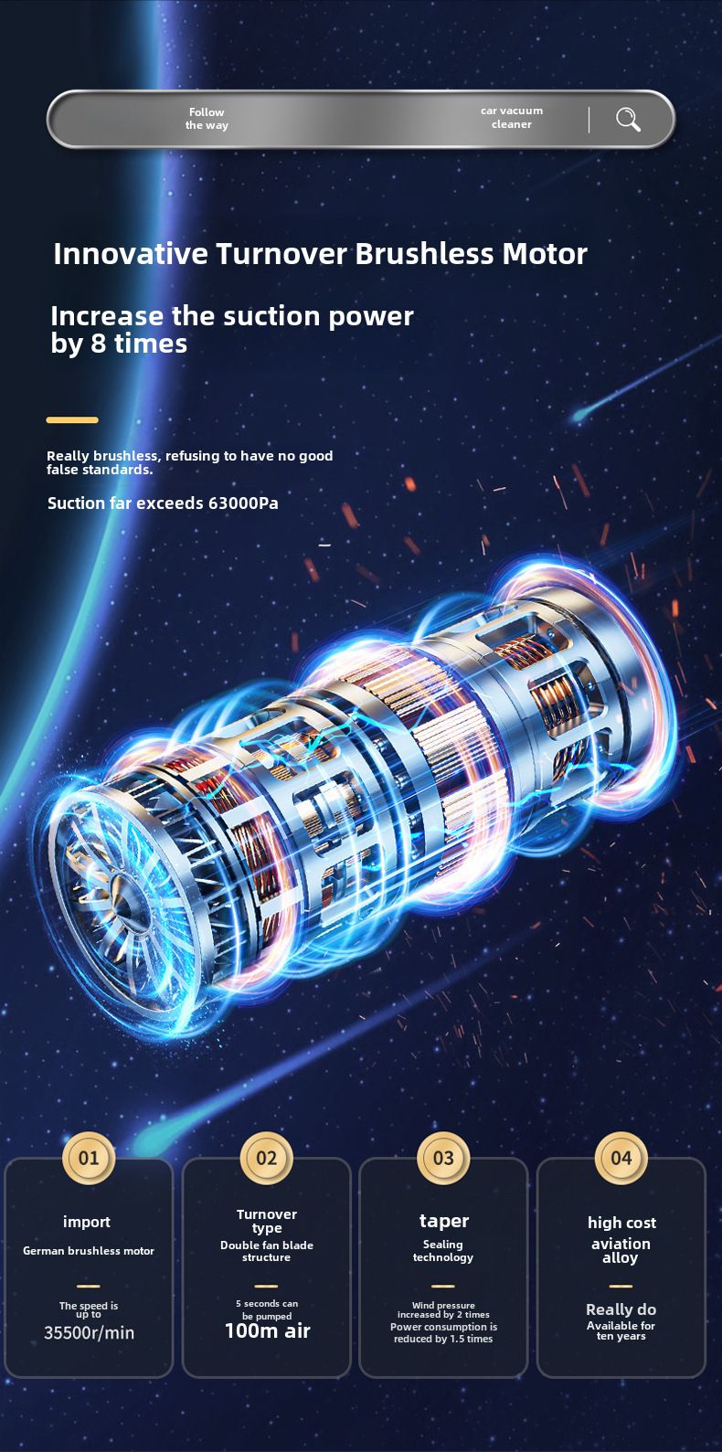 Car wireless vacuum cleaner multifunctional handheld large suction dust removal high power private car vacuum cleaner brushless_autovado.com