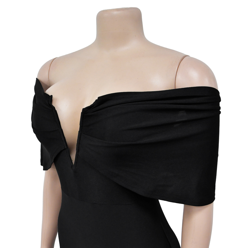 Women's Clothing fashion women's solid color one-shoulder deep V backless fishtail dress_autovado.com