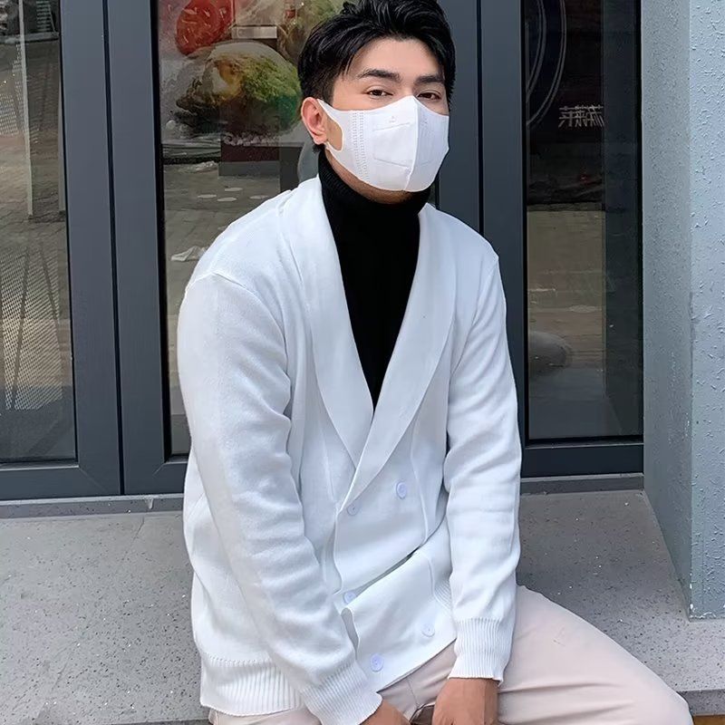 Men's Clothing fashion young men's cardigan V neck knitted sweater jacket autumn and winter style all match solid color large size tops_autovado.com