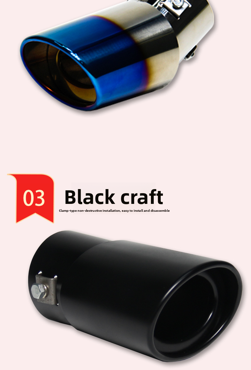 Cross-Border Wholesale Blue Tail Decoration Large Curved Straight Stainless Steel Car Exhaust Pipe Muffler_autovado.com