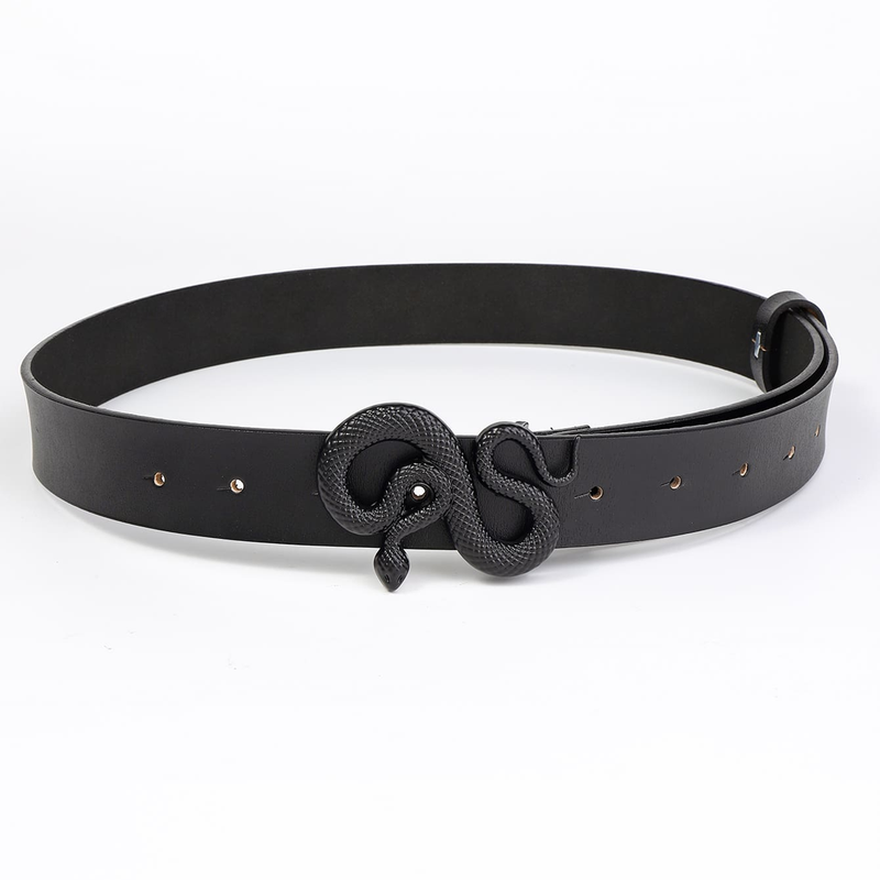 HOT Hot Sale New Fashion Snake Buckle with PU Leather Belt Women Dress Designer Western Vintage Style Black Belts for Girls_autovado.com