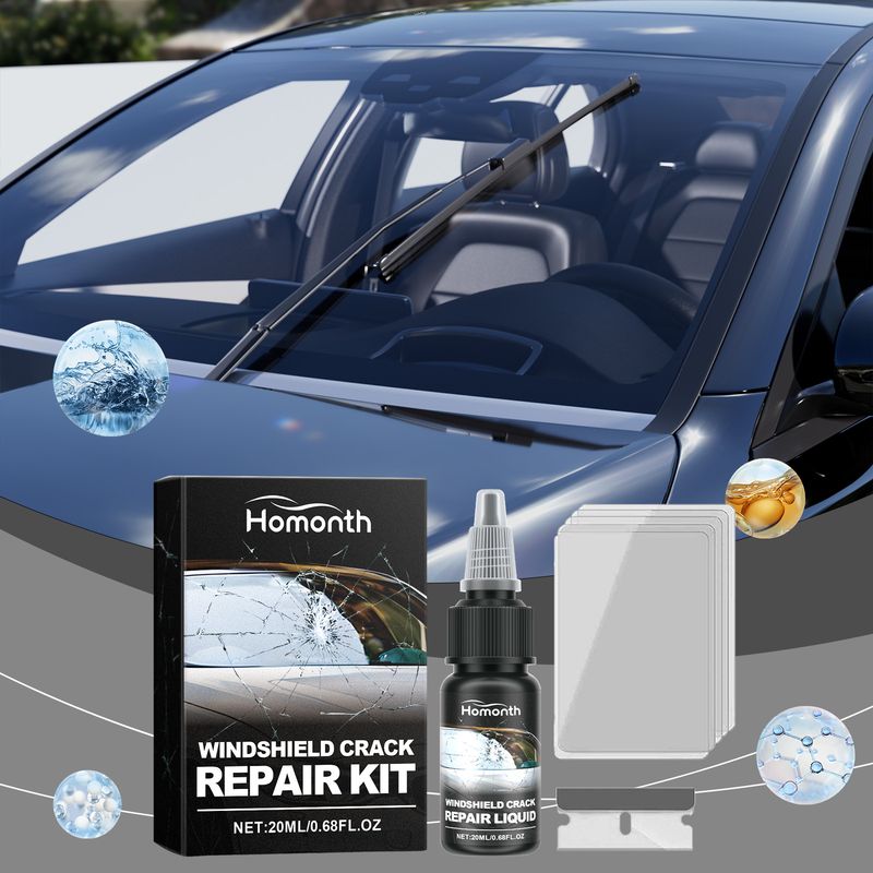 HOMONTH Windshield Crack Repair Kit, Clear Vision Automotive Front Windshield Nano Repair Solution Set_autovado.com