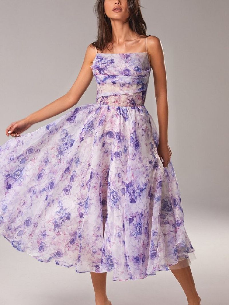 Women's Summer Strapless Sleeveless Printed Hem Dress_autovado.com
