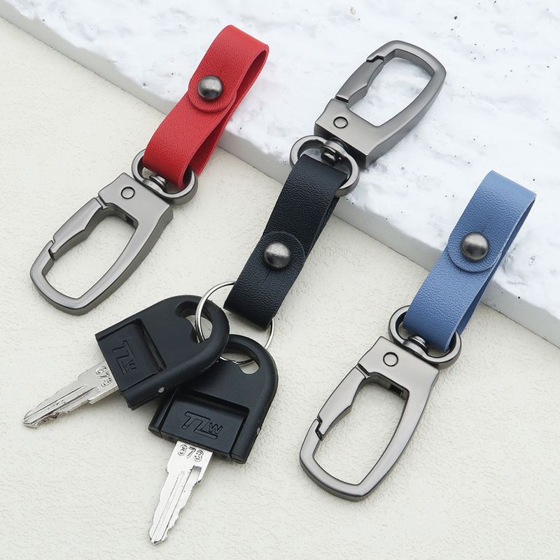 Square Metal Car Keychain Pendant Creative Simple Keychain Men's And Women's Leather Waist Keychain Accessories_autovado.com