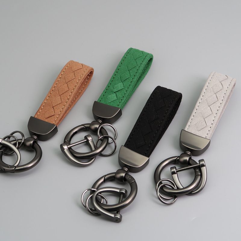 Creative Microfiber Hand Woven Leather Car Keychain Pendant Car Anti Lost Suede Keychain_autovado.com