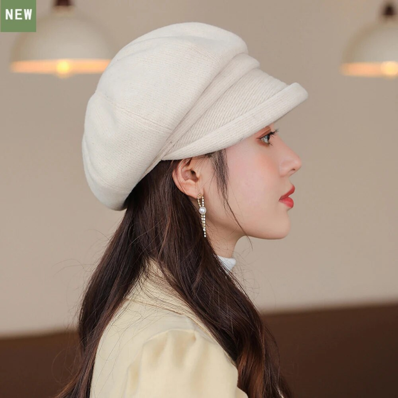 Hot Sale HT4270 Berets Women Solid Plain Autumn Winter Ladies Vintage Artist Painter Beret Hat Female Roll Brim Octagonal Cap_autovado.com