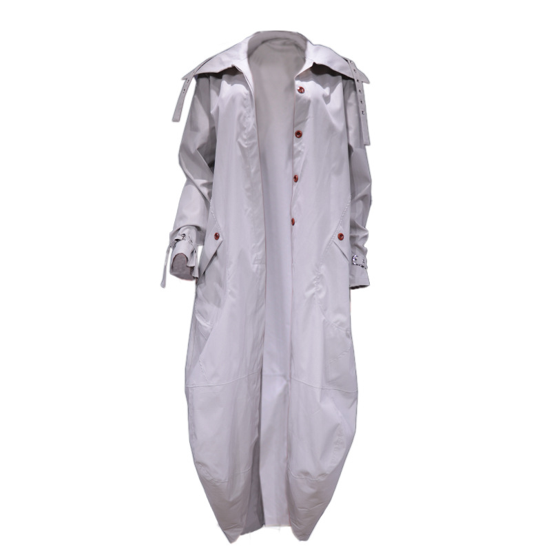 Women's Clothing new style temperament niche personality leisure large lapel medium and long windbreaker jacket _autovado.com