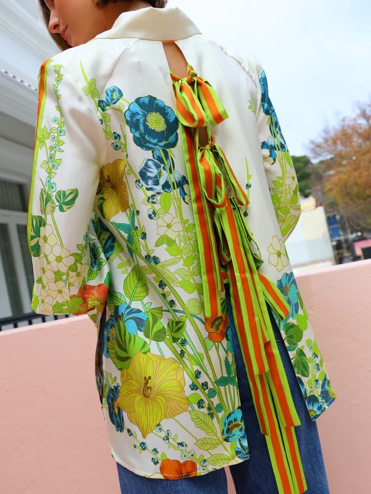 Women's Clothing new printed holiday long sleeved two piece suit INS loose casual trousers suit _autovado.com