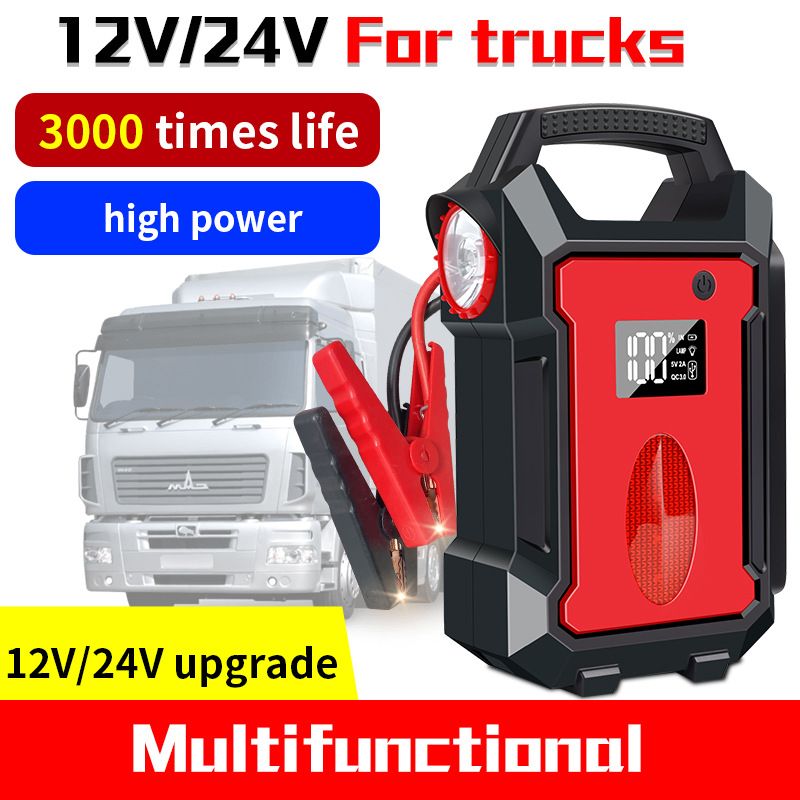 Emergency Jump Starter 12V 24V Truck Car Battery Large Capacity Powerful Charging Power Bank_autovado.com