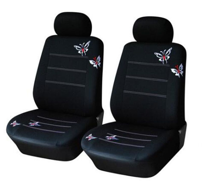 General purpose seat cover Black butterfly embroidery car seat cushion 9-piece set_autovado.com