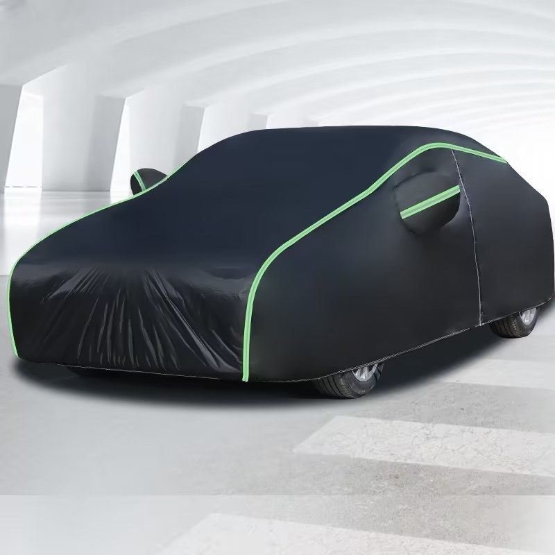 Full Coverage Oxford Cloth Reflective Strips Rainproof Heat Insulation Black Aluminum Film Dustproof Car Sunshade Cover_autovado.com