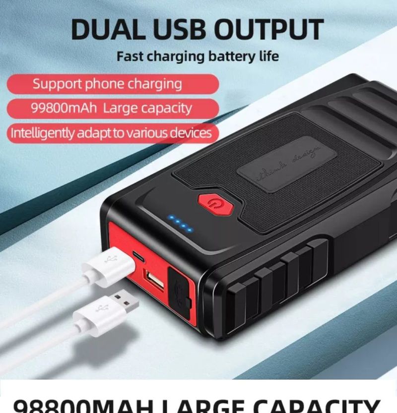 12V 99800mAh Tire Air Pump Booster Jumper Powerbank Jump Power Bank Portable Car Charger USB Emergency Starter Power_autovado.com
