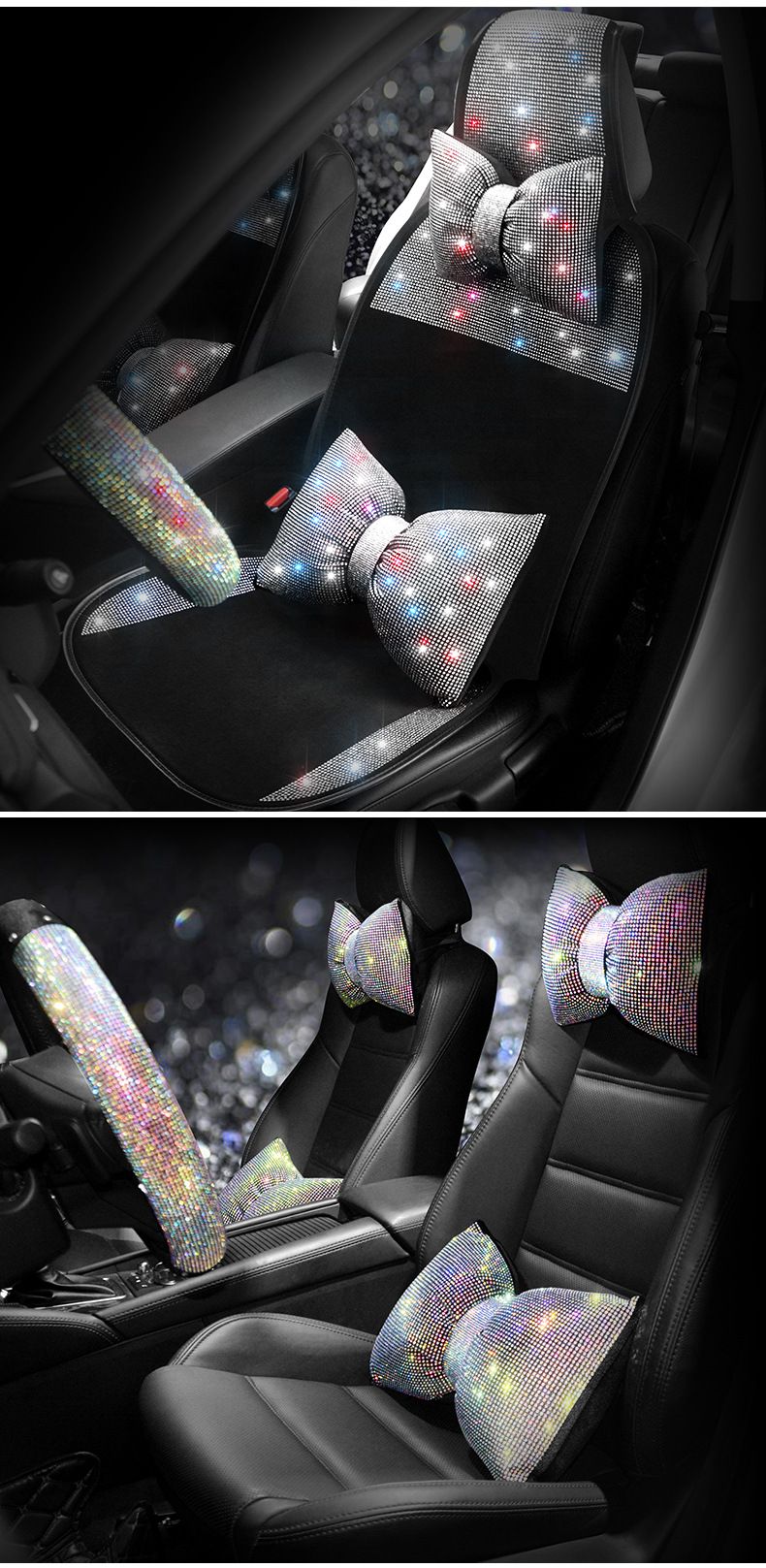 Car supplies wholesale car neck pillow pillow pillow female multicolor full diamond car headrest waist_autovado.com