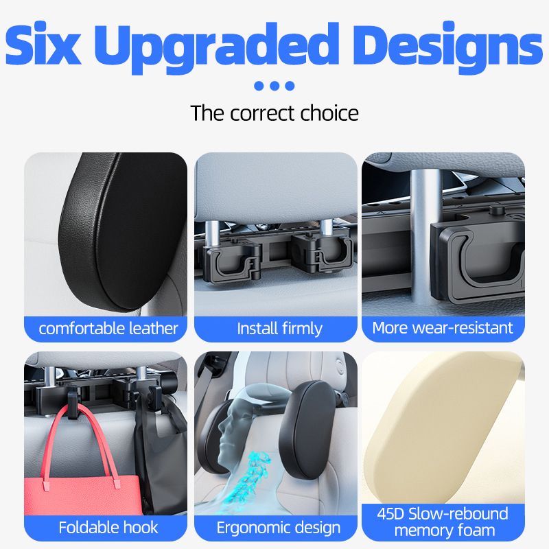 A 45D Slow-Rebound Space Memory Foam With Double Hooks For The Car Seat Side Sleeping Headrest_autovado.com