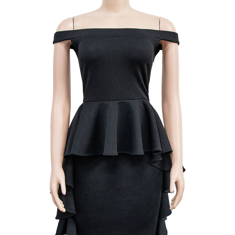 Women's solid color sleeveless ruffle skirt dress for women_autovado.com