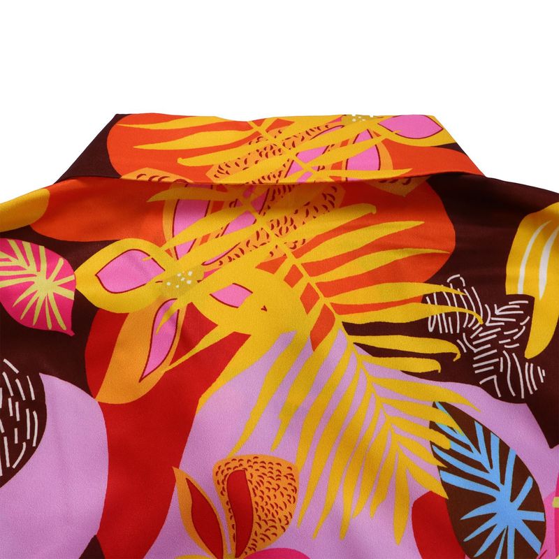 Women's Fashion Print Two-piece Suit Lapel Tie Shirt Wide Leg Pants Suit_autovado.com