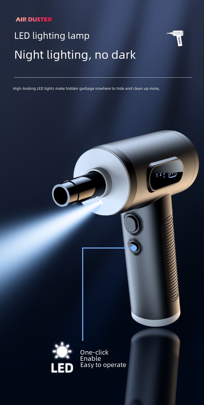 New dust blower blowing and suction integrated handheld high power 50000RPM portable vacuum cleaner for car with digital display_autovado.com