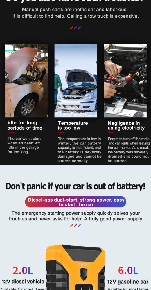 99800mAh 12V Jumper Powerbank Tire Air Pump Booster Portable USB Charger Emergency Battery Charge Start Phone Charging_autovado.com