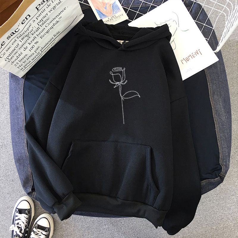 Women's Clothing autumn and winter new style hooded sweatshirt for women plus velvet student loose casual couple long sleeved tops for women_autovado.com