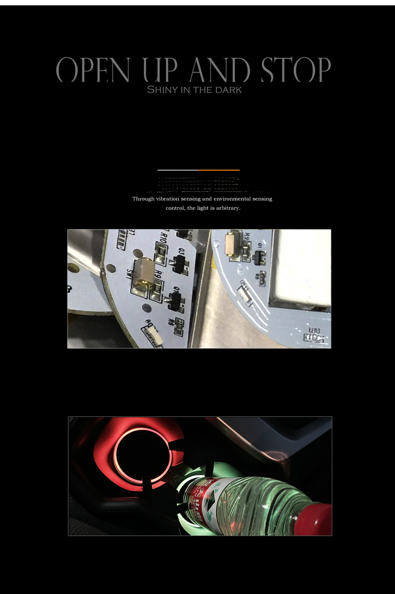 Hot selling New CE certified FCC car ambient light seven color luminous water cup mat_autovado.com
