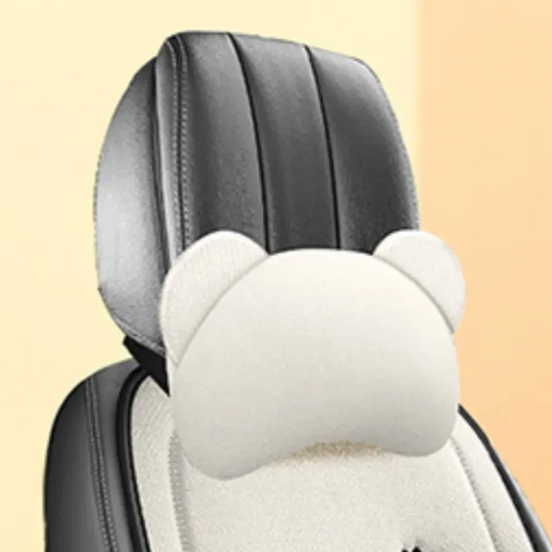 Fashion Linen Cartoon Bear Women's Cute Anti-slip Breathable Car Seat Protect Cushion Cover Universal_autovado.com