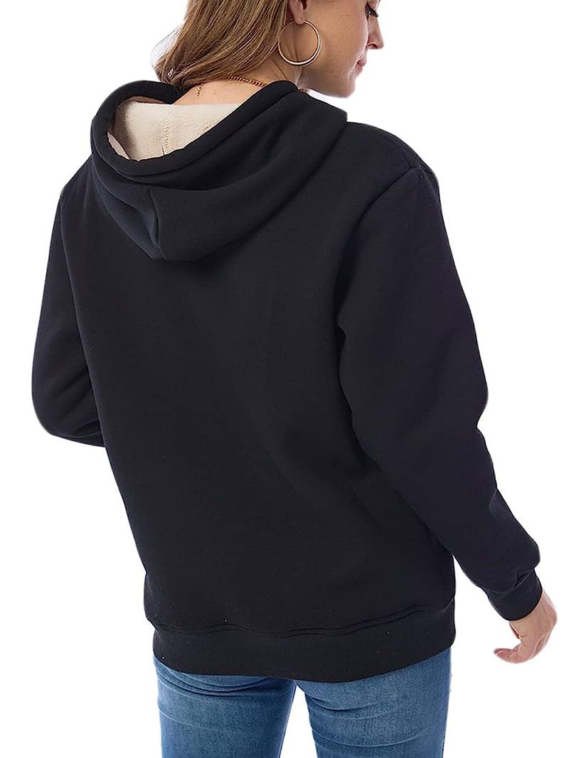 Women's Clothing warm pocket hooded sports sweatshirt jacket_autovado.com
