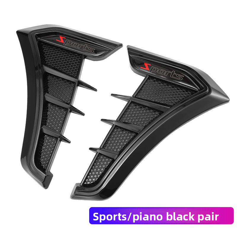Simulation Shark Gills Side Air Vent Modification Car Sticker Leaf Plate Body Decoration Engine Hood Large Size_autovado.com