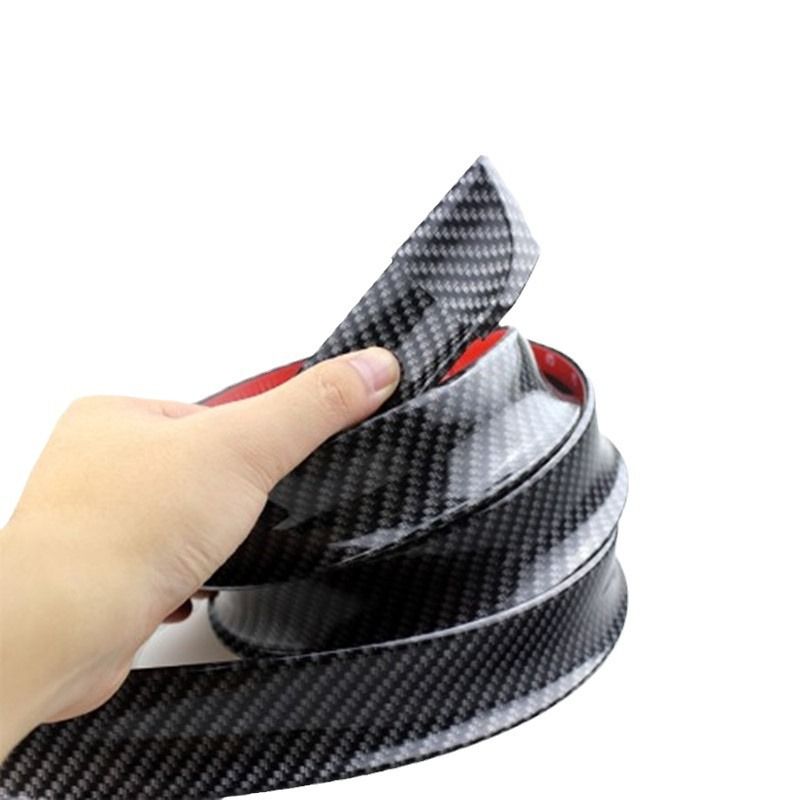 Car 3D Pattern Rubber Spoiler No Drilling Required Universal Carbon Fiber Diffuser Anti-Collision Strip_autovado.com