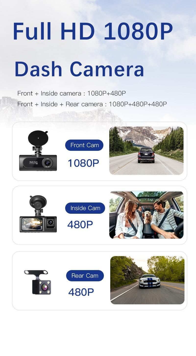 new V20 three-record driving recorder 1080p night vision three-lens WIFI recorder reversing visual_autovado.com