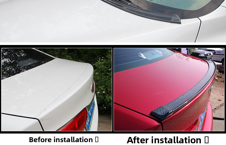 Car 3D Pattern Rubber Spoiler No Drilling Required Universal Carbon Fiber Diffuser Anti-Collision Strip_autovado.com