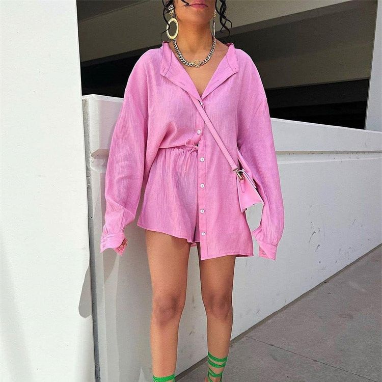 Women's Clothing sexy two-piece suit for women beach sunscreen shirt shorts suit_autovado.com