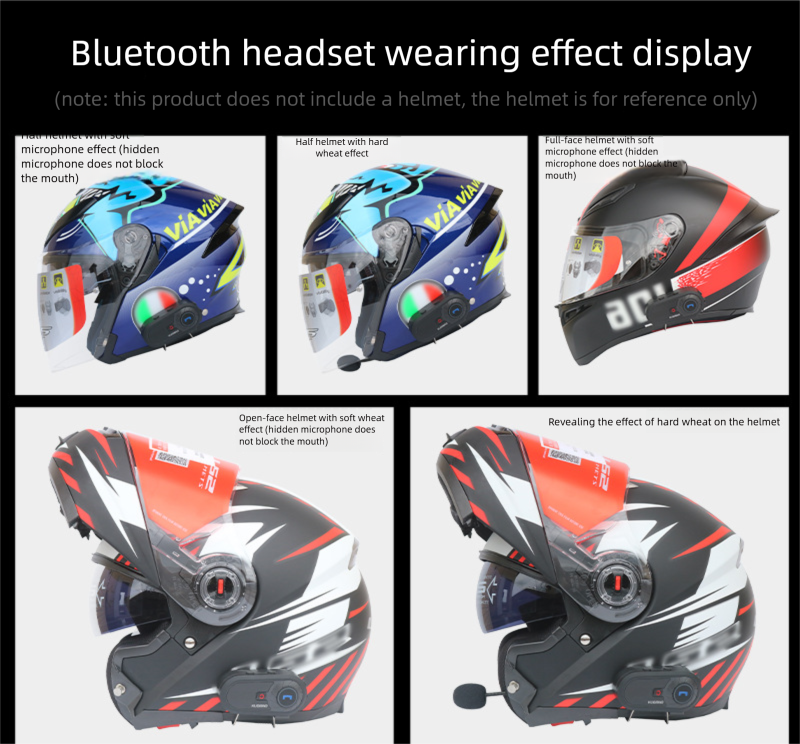 Cool Riding Treasure Bluetooth Headset Motorcycle With Screen Full And Half Helmet Long Battery Life Rider Waterproof_autovado.com
