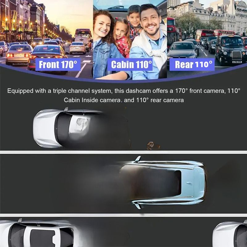 High-definition 1080P three-recording driving recorder multi-lens panoramic parking app interconnected monitoring vehicle camera_autovado.com