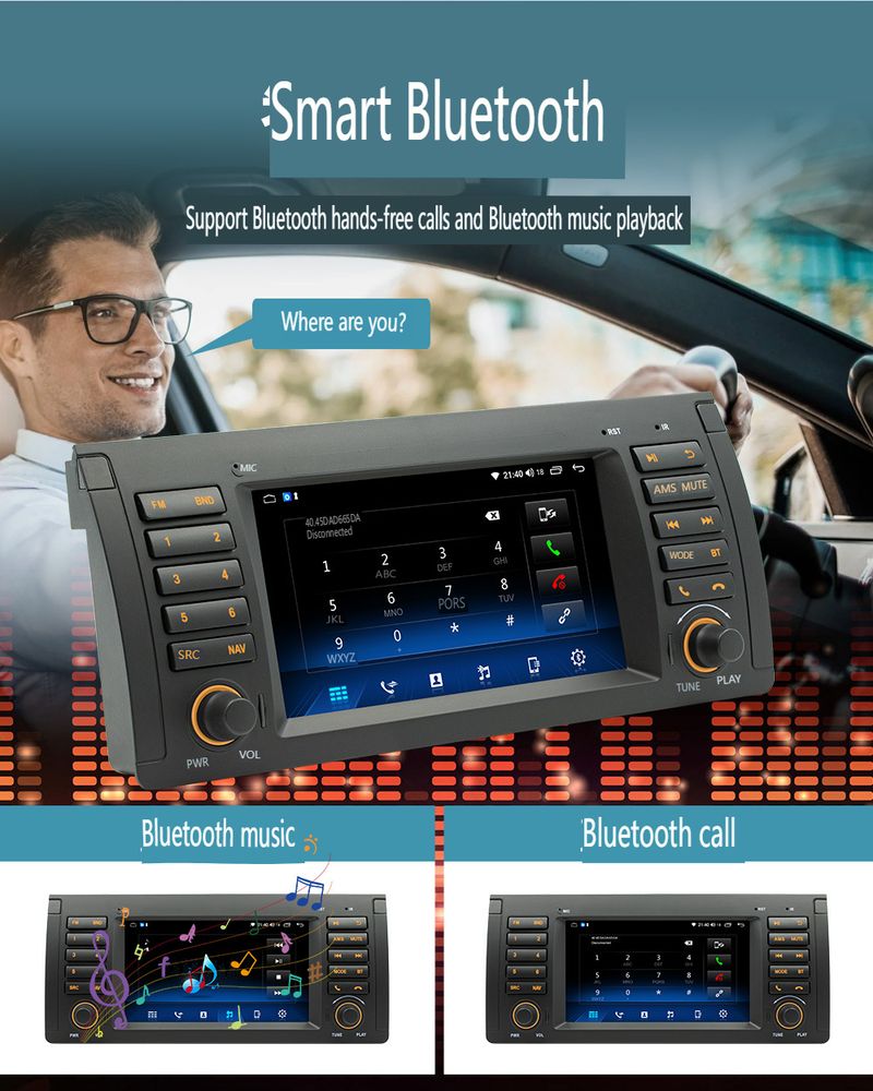 7" Android Car Stereo For BMW E39 (2002-2008) - Wireless CarPlay, HD Touchscreen & Reverse Camera_autovado.com