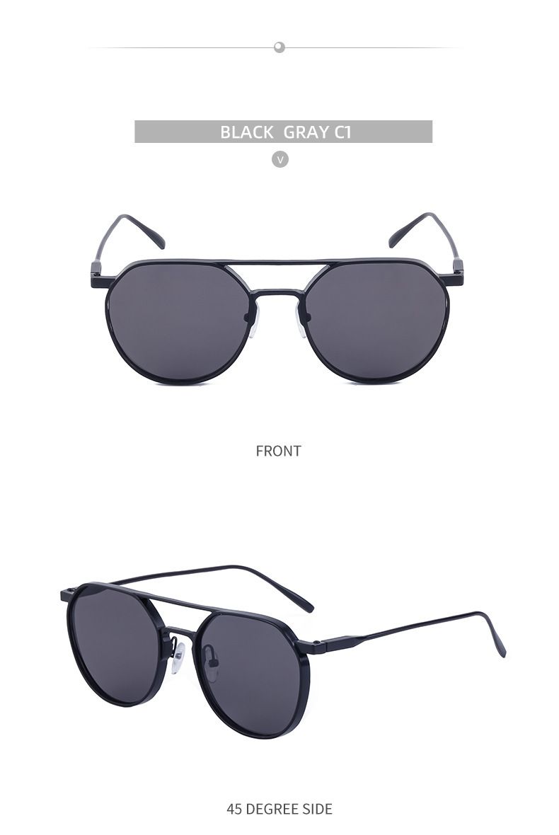 Unisex Vintage round frame sunglasses for men metal double beam driving sunglasses for men_autovado.com