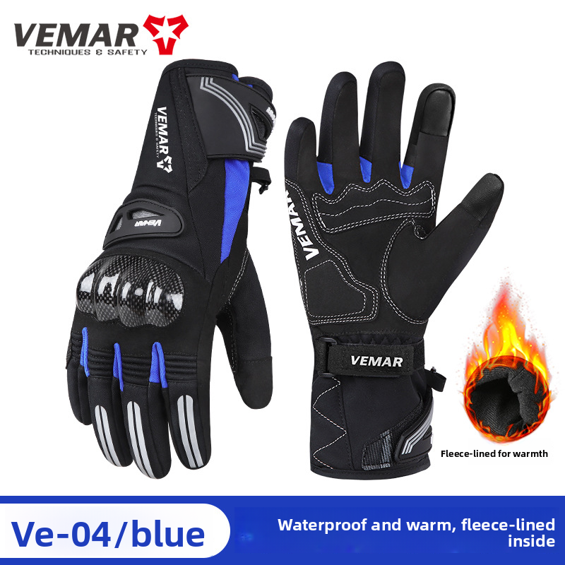 Vemar Riding Autumn Winter Men Windproof Waterproof Fleece Lined Non-Slip Warm Electric Bike Motorcycle Gloves_autovado.com