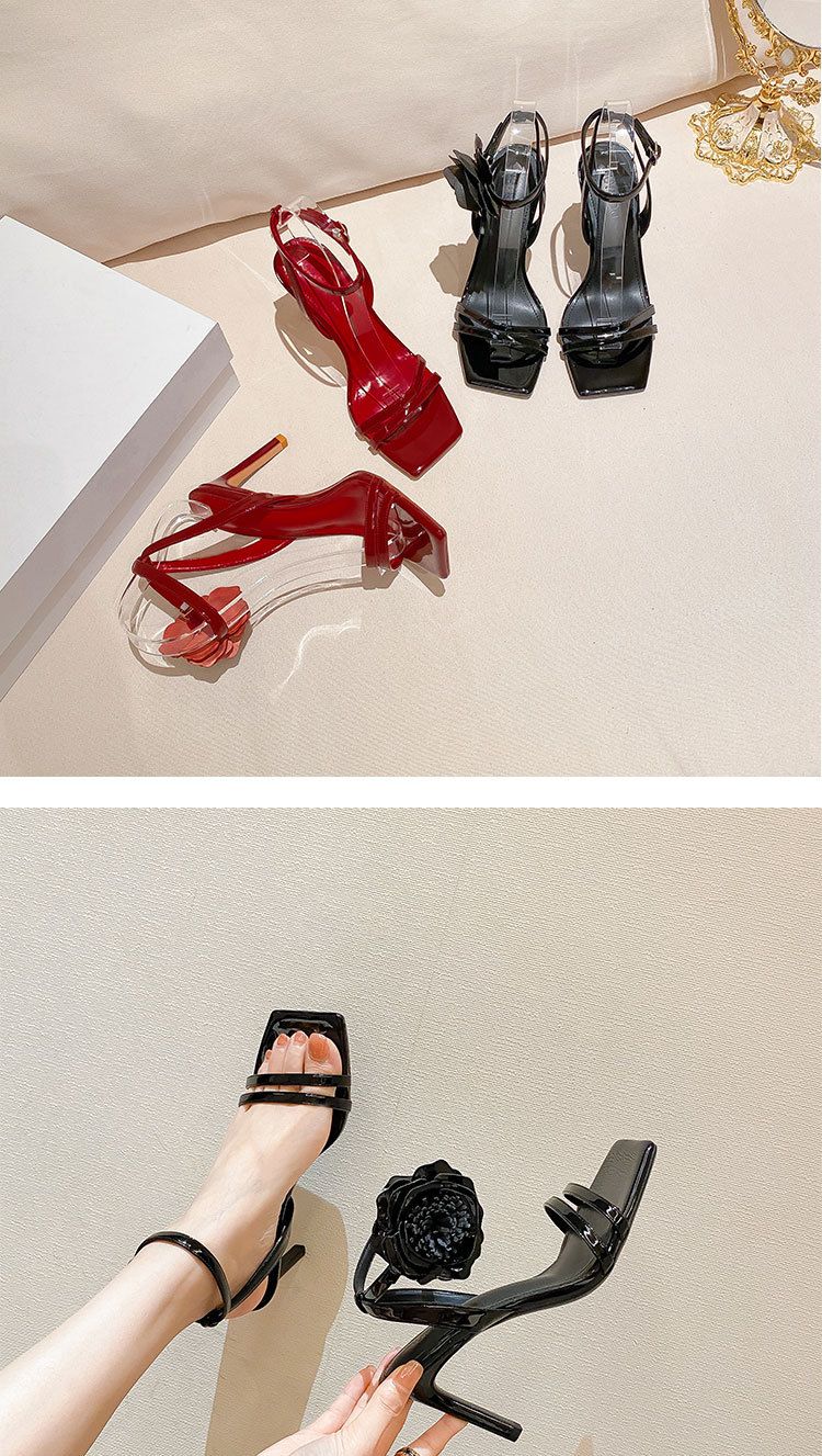 Women's fashion silver rhinestones with fine band drill with a line with all matching high-heeled sandals_autovado.com