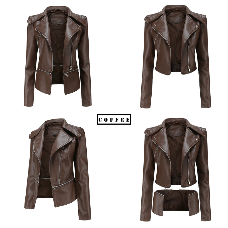 Women's Clothing Leather Jacket With Detachable Hem Fashion Casual Jacket_autovado.com