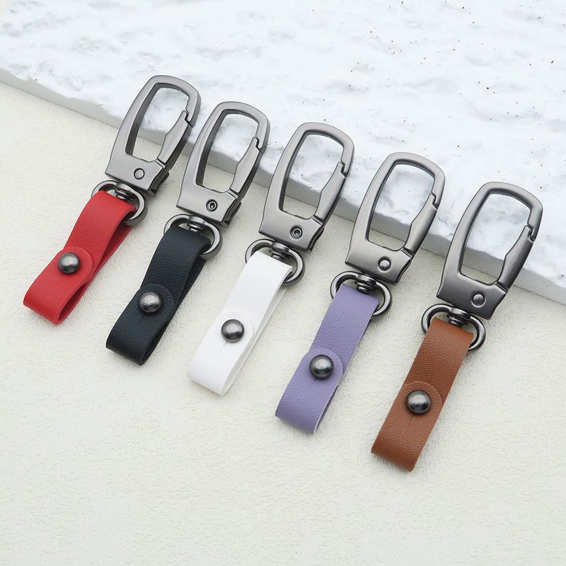Square Metal Car Keychain Pendant Creative Simple Keychain Men's And Women's Leather Waist Keychain Accessories_autovado.com