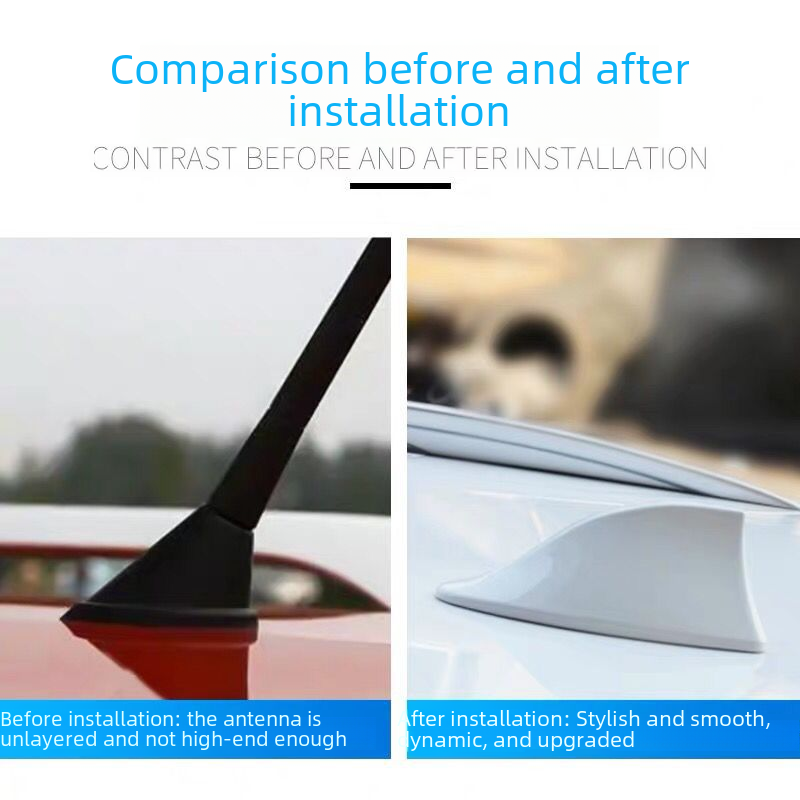 Car decoration shark-fin antenna with signal radio roof pasted tail fin modification free of drilling_autovado.com