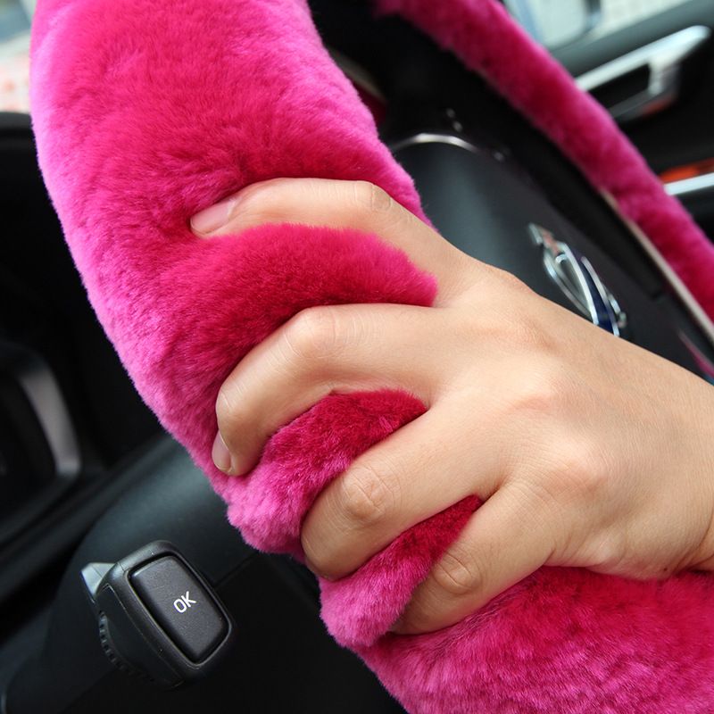 Pure Car Winter Short Plush Wool Steering Wheel Cover Cute Interior Universal Product_autovado.com