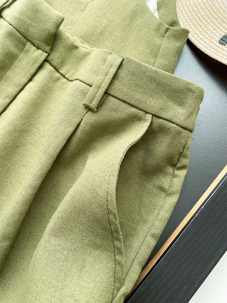 Women's Clothing Sleeveless V-neck Sleeveless Button Suit Short Vest Shorts Suit _autovado.com