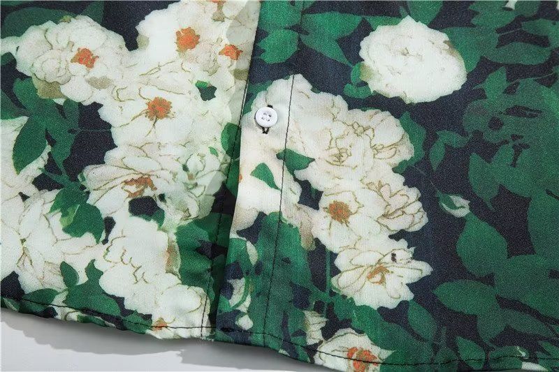 Men's clothing Retro Flower Shirt Short Sleeve Summer Vintage Loose Lapel Shirt Couple Jacket Wholesale_autovado.com
