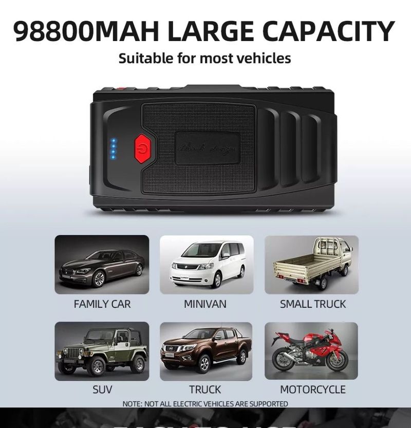 12V 99800mAh Tire Air Pump Booster Jumper Powerbank Jump Power Bank Portable Car Charger USB Emergency Starter Power_autovado.com