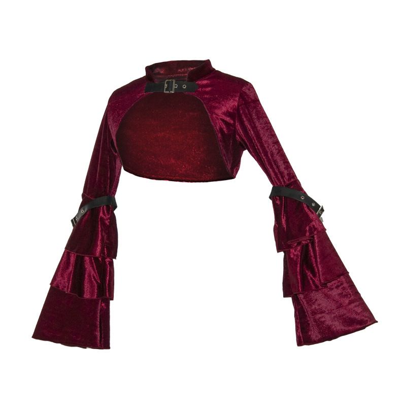 Women's Clothing Short slim dress coat Women's long sleeved small cape waistcoat Spring and autumn casual velvet small outerwear top_autovado.com