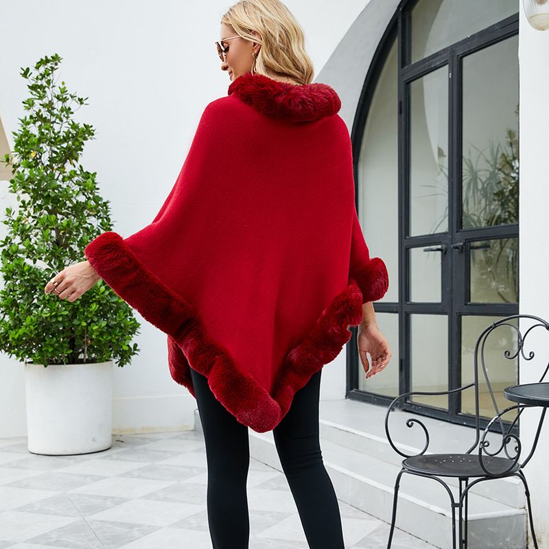 Women's Clothing 2023 autumn and winter new women's clothing shawl tassel cape fur collar pullover sweater women_autovado.com