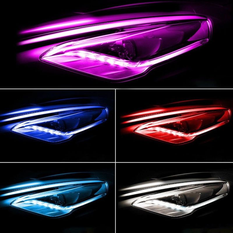 Car Daytime Running Ultra-Thin Guide Flowing Turn Signal Universal LED Silicone Light Strip No Disassembly Required_autovado.com