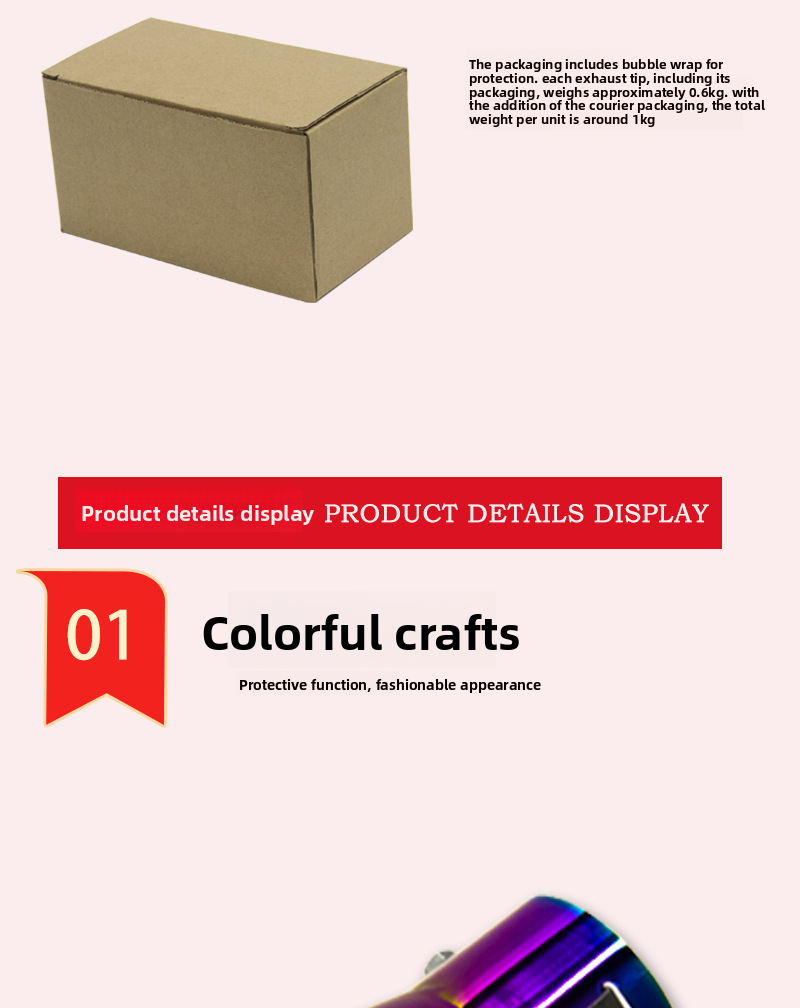 Cross-Border Wholesale Blue Tail Decoration Large Curved Straight Stainless Steel Car Exhaust Pipe Muffler_autovado.com