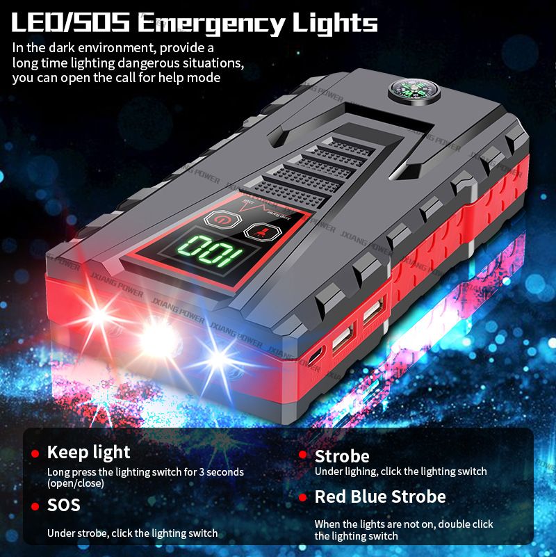 Car Large Capacity Battery Jump Starter Truck Ignition Shockproof Emergency Power Bank_autovado.com